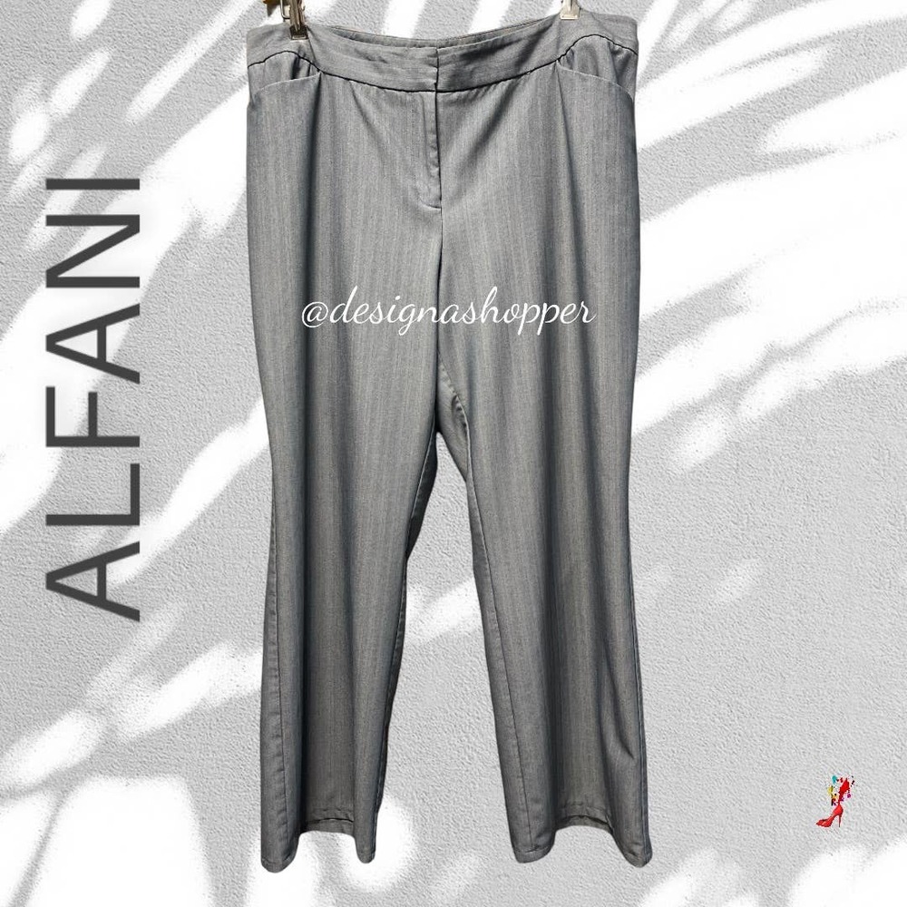 ALFANI Classic Gray Stripe Career Pants Size 16
